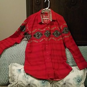 70s Vintage XXL Men's Red Roper Western Snap Shirt
